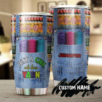 Custom Gift For Her, Just A Girl Who Loves Yarn Personalized Stainless Steel Tumbler knitting Tumbler Special Birthday Gift Present For Crocheter - Thegiftio UK