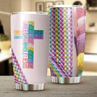 Custom Gift For Her, Knitting Yarn Cross Jesus Stainless Steel 20oz Tumbler Crochet Tumbler Special Birthday Gift Present For Crocheter Gift For Catholic - Thegiftio UK