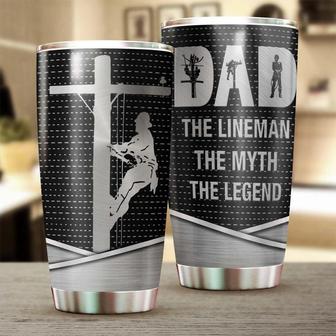 Gift For Lineman Dad From Daughter Son, Lineman Dad The Myth The Legend Stainless Steel Tumbler 20oz Tumbler, birthday Christmas Father's Day - Thegiftio UK
