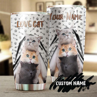 Love Cute Cat Personalized Tumblercat Tumbler Gift For Cat Mom Cat Dad Gift For Cat Lovercat Day Gift - Thegiftio