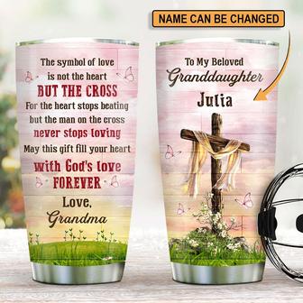 Lovely Personalized Cross Stainless Steel Tumbler For Granddaughter May This Gift Fill Your Heart With Gods Love Forever - Thegiftio UK
