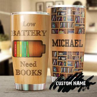 Low Battery Need Books Personalized Tumbler Reading Tumbler Book Lover Gift Bookaholic Tumbler Bookworm Gift Gift For Her For Him - Thegiftio