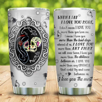 Metal Skull Couple Customize Personalized Stainless Steel Tumbler - Thegiftio