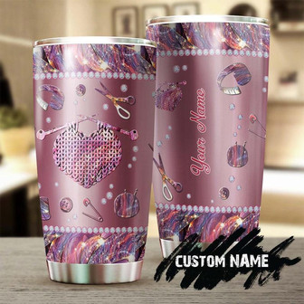 Custom Gift For Her Metal Style Jewelry Crochet Heart Personalized Stainless Steel 20oz Tumbler Knitting Tumbler Birthday Gift Present For Crocheter - Thegiftio UK