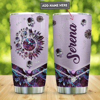 Metal Style Skull Flower Personalized Stainless Steel Tumbler - Thegiftio UK