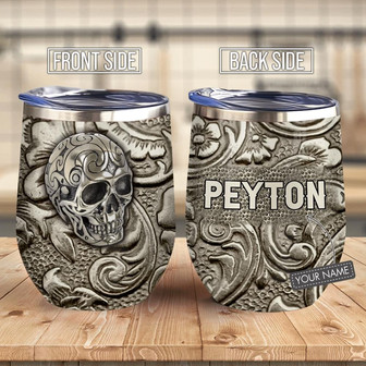 Metal Style Skull Personalized Wine Tumbler - Thegiftio UK