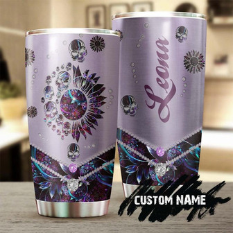 Custom Mother's Day Gift, Skull Stainless Steel Tumbler 20oz, Metal Style Skull Sunflower Jewelry Style Personalized Tumbler skull Birthday Gift Christmas Gift - Thegiftio UK