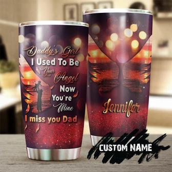 Miss You Dad I Used To Be His Angel Now He'S Mine Personalized Stainless Steel Tumbler Memorial Gift Dad Gift For Her For Daughter - Thegiftio UK