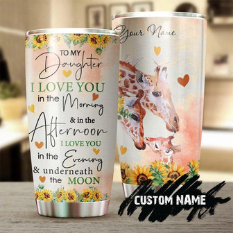 Mom Dad To Daughter I Love You Underneath The Moon Personalized Tumblergift Giraffe Loverbirthday Christmas Gift For Daughter From Dad Mom - Thegiftio