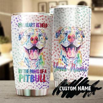 My Heart Is Held By A Pitbull Personalize Dog Tumblermother'S Day Gift Pitbull Mom Giftgift For Dog Pitbull Loverfancy Pitbull Tumbler - Thegiftio UK