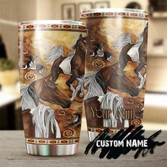 Native American Warrior Riding Horse Personalized Tumblergift For Horse Lover Horse Ridergift For Her For Him - Thegiftio UK
