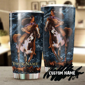 Native American Women Riding Horse Personalized Tumblergift For Horse Lover Horse Ridergift For Her For Him - Thegiftio