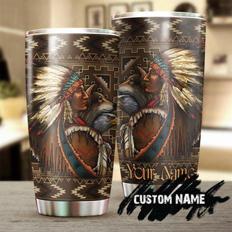 Native Wolf And Eagle Personalized Tumbler Wolf Lover Tumbler Birthday Gift Gift For Her For Himunique Present Gift Native American - Thegiftio