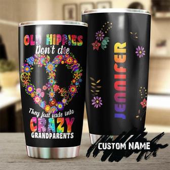 Gift For Hippie Grandma Grandpa, Old Hippie Don't Die They Fade Into Crazy Grandparent Personalized Stainless Steel 20oz Tumbler boho gypsy Gift Bohemian - Thegiftio UK