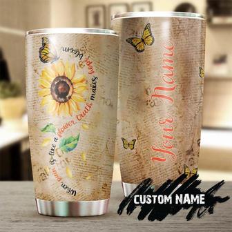 Pain Is Like A Flower Trust Makes It Bloom Steel Tumbler Sunflower Tumbler Gift For Sunflower Lover Sunflower Presentgift For Her - Thegiftio UK