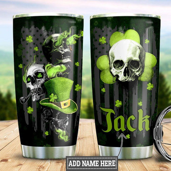 Personalized American Irish Skull Stainless Steel Tumbler - Thegiftio