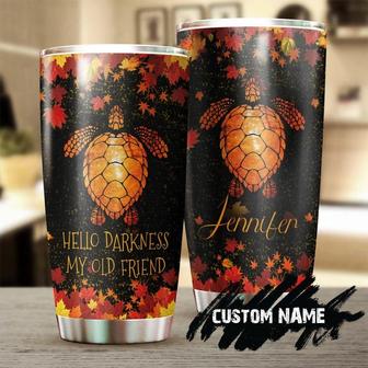 Personalized Autumn Hello Darkness My Old Friend Personalized Tumblerturtle Presentunique Tumblerbirthday Christmas Gift For Turtle Lover - Thegiftio UK