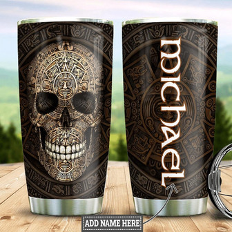 Personalized Aztec Skull Stainless Steel Tumbler - Thegiftio UK