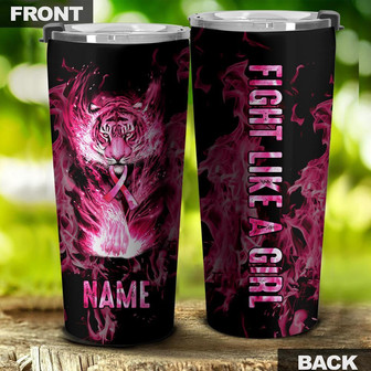 Personalized Breast Cancer Tiger Tumbler - Thegiftio UK
