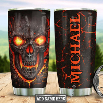 Personalized Burning Lava Skull Stainless Steel Tumbler - Thegiftio