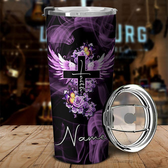 Personalized Butterfly Purple Rose Faith Tumbler - Thegiftio UK
