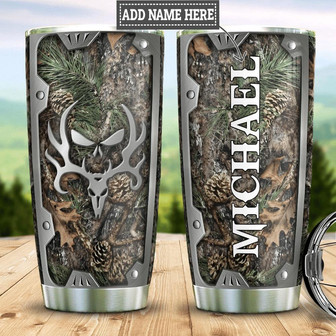 Personalized Camouflage Deer Skull Stainless Steel Tumbler - Thegiftio UK