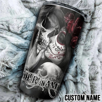 Personalized Couple Sugar Skull Tumbler - Thegiftio UK