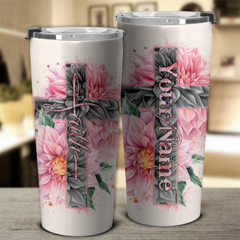 Personalized Dahlia Cross Tumbler - Thegiftio UK