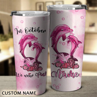 Personalized Dolphin Breast Cancer Tumbler - Thegiftio UK