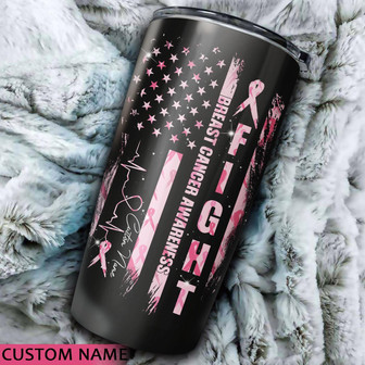 Personalized Fight Flag Breast Cancer Tumbler - Thegiftio UK