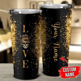 Personalized Glitter Love Skull Tumbler - Thegiftio UK