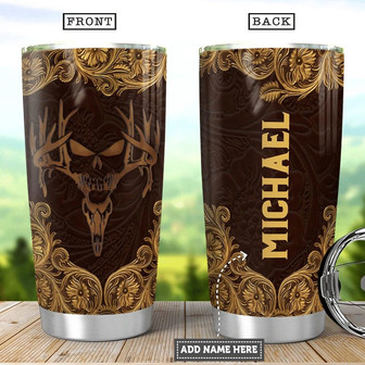 Personalized Hunting Skull Woody Style Stainless Steel Tumbler - Thegiftio UK