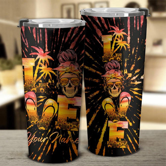 Personalized Love Skull Sunflower Tumbler - Thegiftio UK