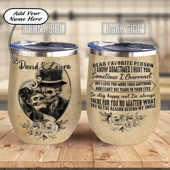Personalized Married Skull Couple Wine Tumbler - Thegiftio UK