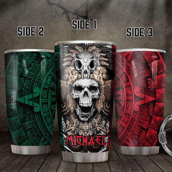 Personalized Mexico Aztec Skull Stainless Steel Tumbler - Thegiftio UK