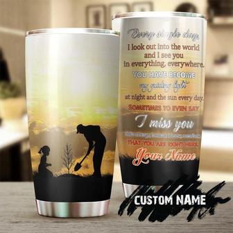 Personalized My Dad My Guiding Light I Miss You Stainless Steel Tumbler Memorial Gift Dad Gift For Her For Daughter - Thegiftio UK