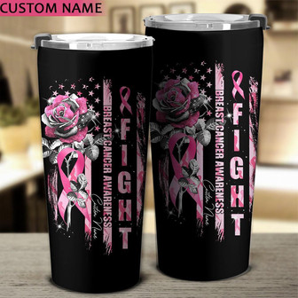 Personalized Rose Fight Breast Cancer Tumbler - Thegiftio UK