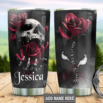 Personalized Rose Skull Stainless Steel Tumbler - Thegiftio UK