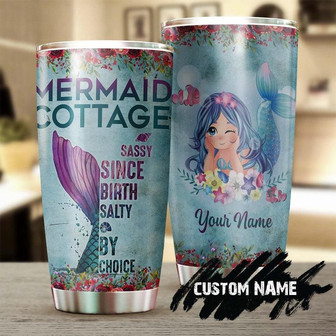 Personalized Sassy Since Birth Salty By Choice Mermaid Tail Stainless Steel Tumblergift For Mermaid Lover Unique Birthday Gift - Thegiftio UK