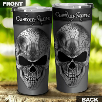 Personalized Silver Skull Tumbler - Thegiftio UK