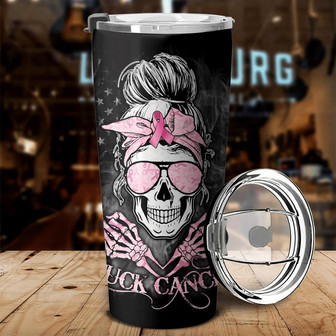 Personalized Skull F Cancer Tumbler - Thegiftio UK