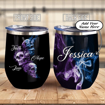 Personalized Skull Faith Wine Tumbler - Thegiftio UK