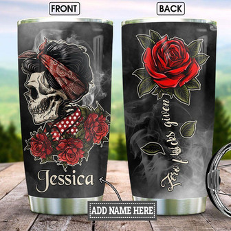 Personalized Skull Rose Stainless Steel Tumbler - Thegiftio UK