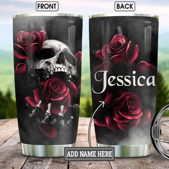 Personalized Skull Rose Stainless Steel Tumbler - Thegiftio UK
