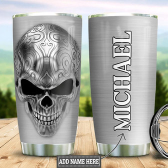 Personalized Skull Silver Style Stainless Steel Tumbler - Thegiftio UK