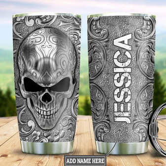 Personalized Skull Silver Style Stainless Steel Tumbler - Thegiftio UK