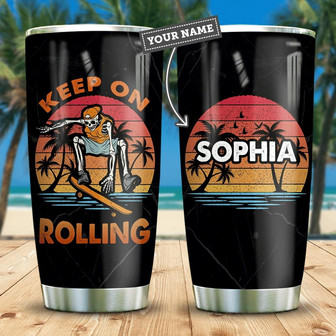Personalized Skull Skateboard Stainless Steel Tumbler - Thegiftio UK