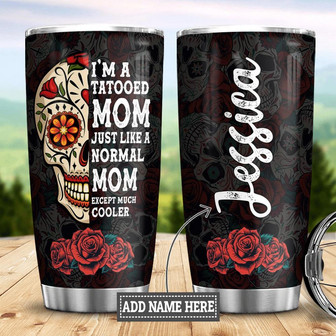 Personalized Skull Tattoo Mom Stainless Steel Tumbler - Thegiftio UK