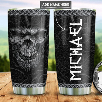 Personalized Skull Viking Stainless Steel Tumbler - Thegiftio