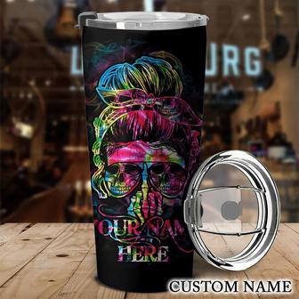 Personalized Skull Zero Fks Given Tie Dye Smoke Tumbler - Thegiftio UK